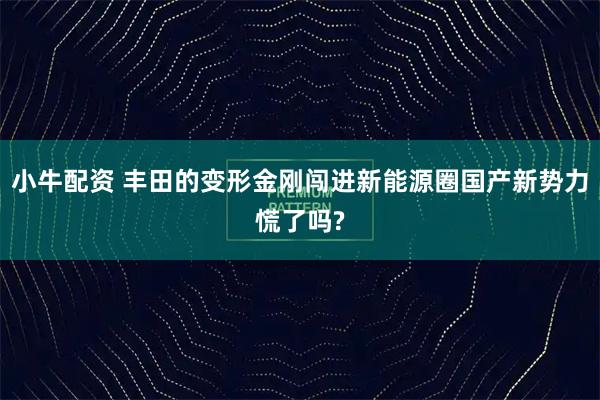 小牛配资 丰田的变形金刚闯进新能源圈国产新势力慌了吗?